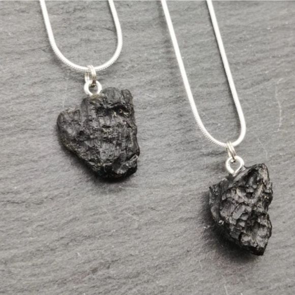 Sterling Silver and titanium genuine tektite moldavite meteorite boho necklace - Picture 2 of 7